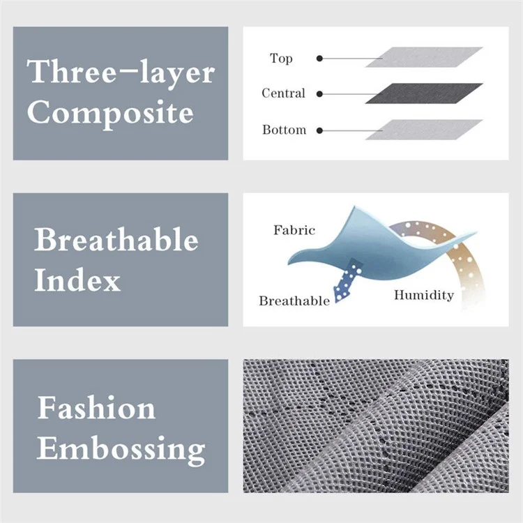 KZ-001001 3Pcs 100*50*15cm Foldable Under Bed Blankets Clothes Organizer Storage Bag Zippered Storage Bin with Transparent Window - Gris