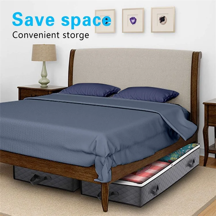 KZ-001001 3Pcs 100*50*15cm Foldable Under Bed Blankets Clothes Organizer Storage Bag Zippered Storage Bin with Transparent Window - Gris