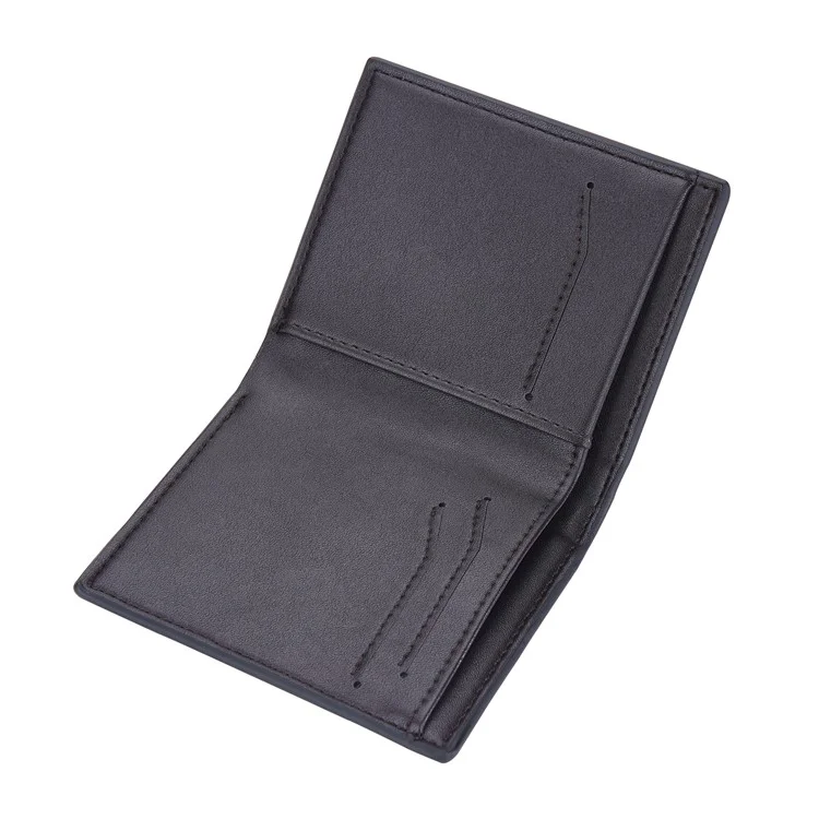BAELLERRY D9257 Minimalist Men Bi-fold Purse Ultra Slim PU Leather Cash Card Holder Short Wallet - Coffee