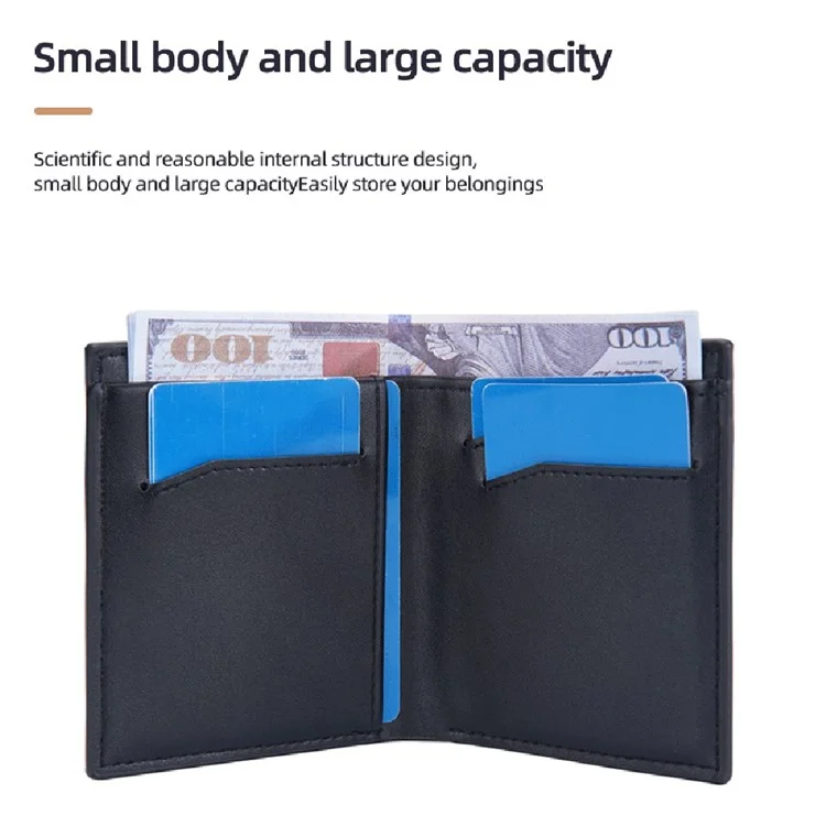 BAELLERRY D9257 Minimalist Men Bi-fold Purse Ultra Slim PU Leather Cash Card Holder Short Wallet - Coffee