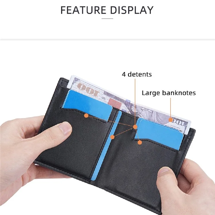BAELLERRY D9257 Minimalist Men Bi-fold Purse Ultra Slim PU Leather Cash Card Holder Short Wallet - Coffee