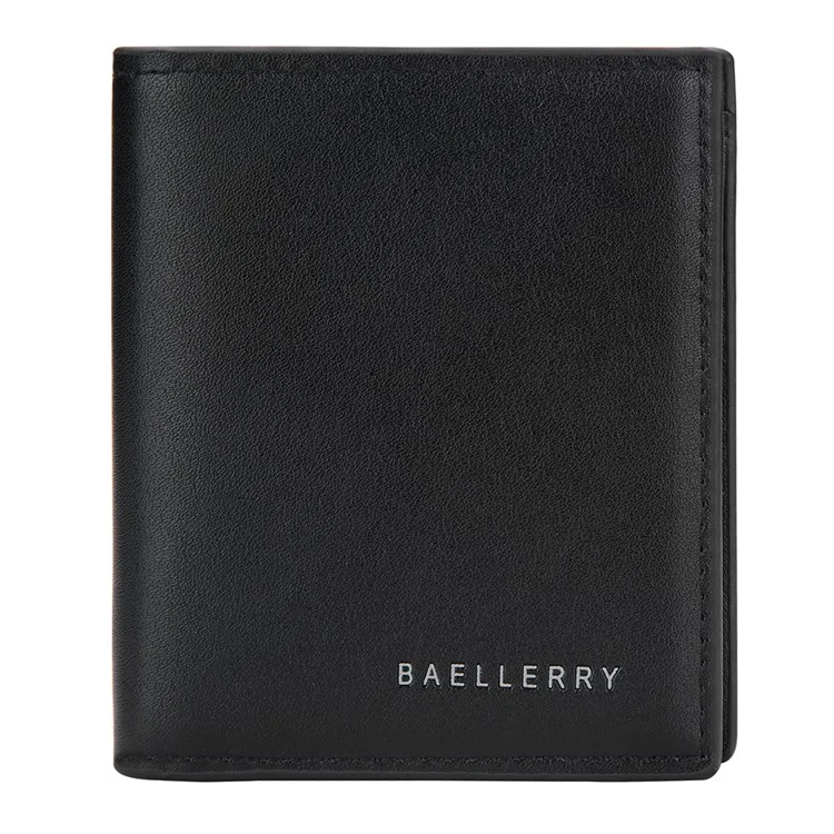 BAELLERRY D9257 Minimalist Men Bi-fold Purse Ultra Slim PU Leather Cash Card Holder Short Wallet - Coffee