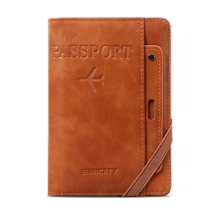 SUNICETY S3121 Bolsa de documentos con bloqueo RFID Impermeable para documentos, depósito bancario, pasaporte, tarjetas - Marrón