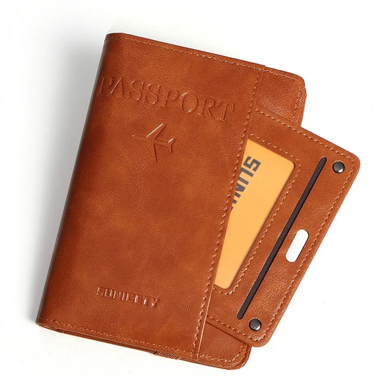 SUNICETY S3121 Bolsa de documentos con bloqueo RFID Impermeable para documentos, depósito bancario, pasaporte, tarjetas - Marrón