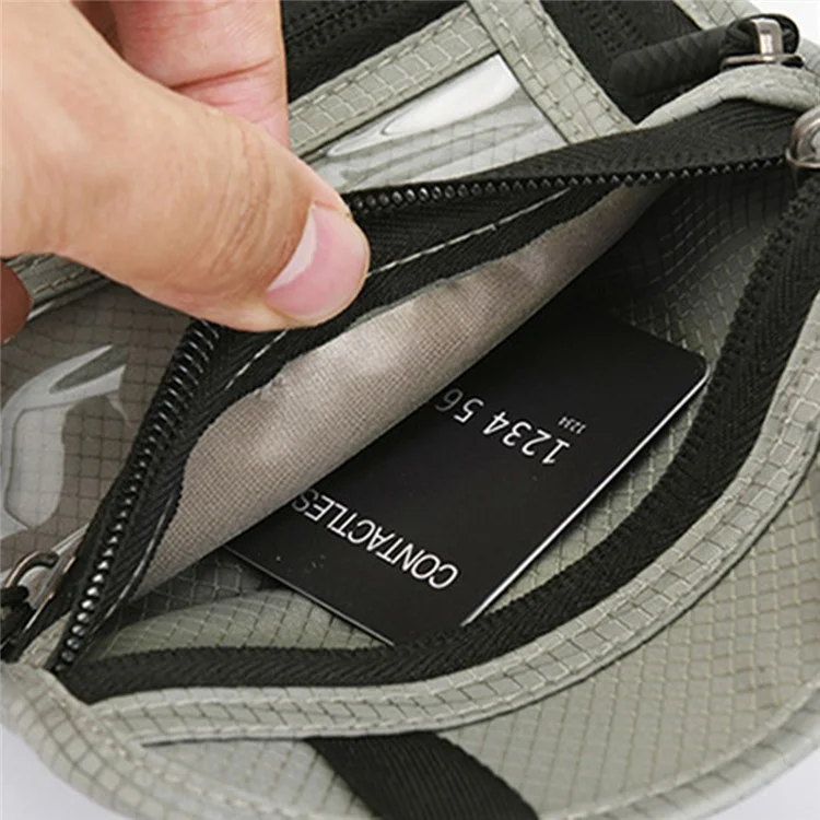 Neck-Mounted ID Card Holder Bag Patch Badge Holder Neck Lanyard Credit Card Organizer with RFID Blocking Function - Light Grey