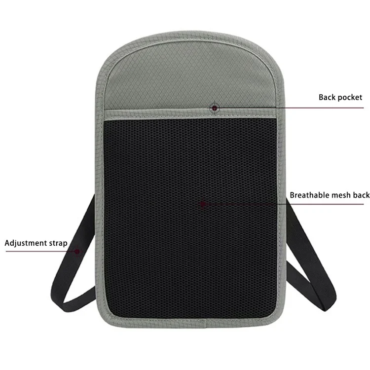 Neck-Mounted ID Card Holder Bag Patch Badge Holder Neck Lanyard Credit Card Organizer with RFID Blocking Function - Light Grey