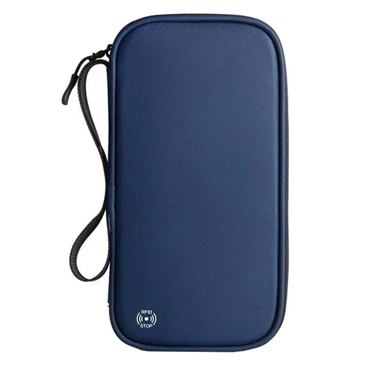 Document Bag Credit Card Storage Bag Organizer Waterproof Portable Carrying Pouch for Passport, Coin, Cash Money - Blue