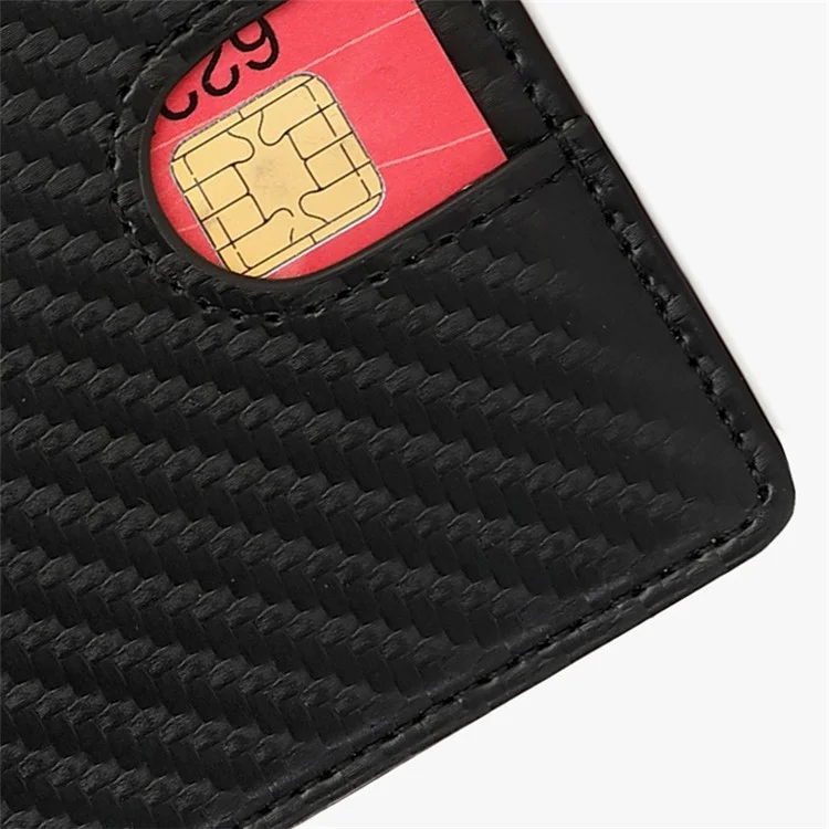 Tarjeta de Fibra de Carbono Bolsa Bloqueadora de RFID, Titular de Efectivo Portátil, Billetera Pequeña para Hombre - Negro