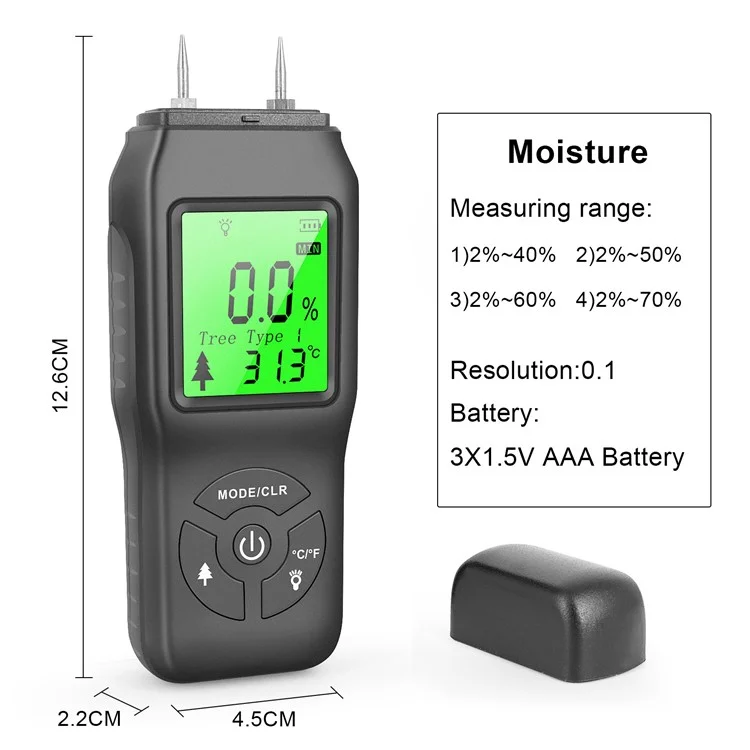 LCD Digital Wood Moisture Meter Hygrometer Humidity Tester for Plywood Wood