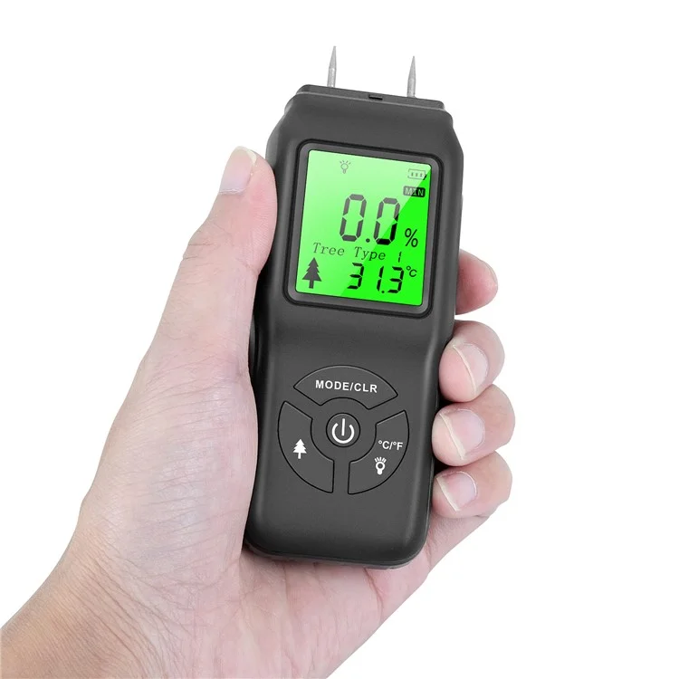 Humidimètre Numérique LCD en Bois Hygromètre Testeur d'Humidité pour Contreplaqué et Bois