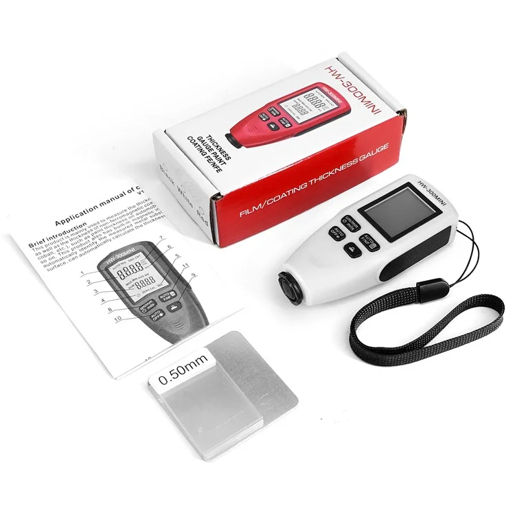 HW300-MINI Coating Thickness Gauge for FE / NFE Coating Thickness Meter Digital Display Measure Device - White