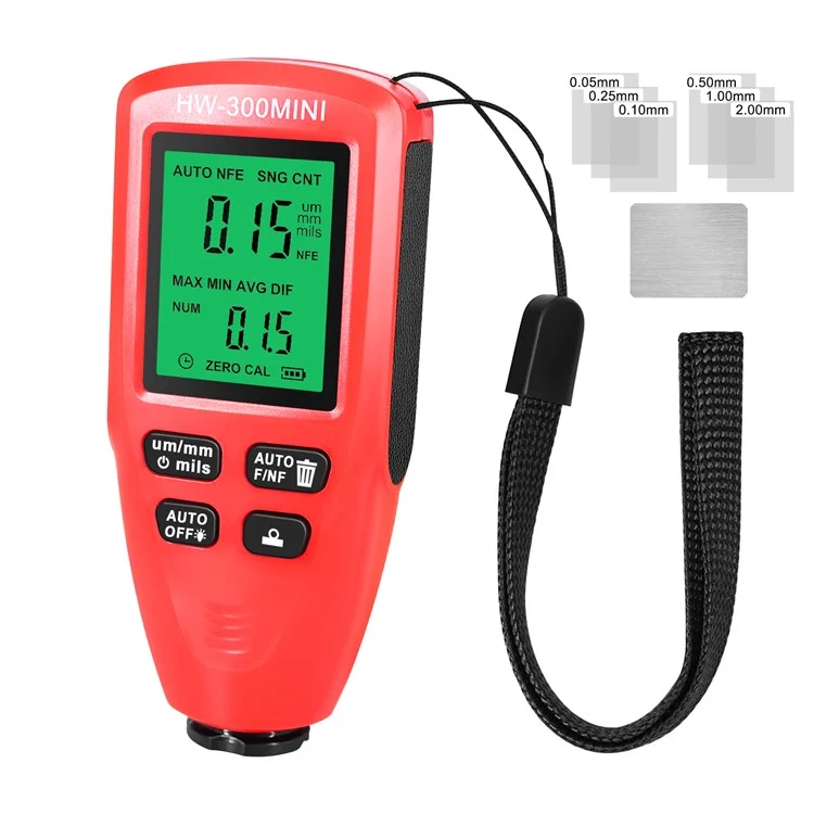 HW300-MINI Coating Thickness Gauge for FE / NFE Coating Thickness Meter Digital Display Measure Device - Red