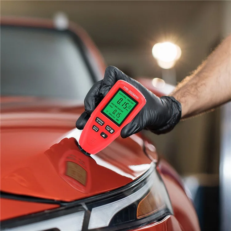 HW300-MINI Coating Thickness Gauge for FE / NFE Coating Thickness Meter Digital Display Measure Device - Red