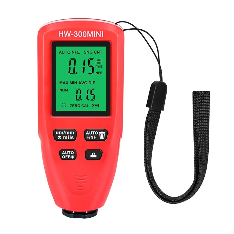 HW300-MINI Coating Thickness Gauge for FE / NFE Coating Thickness Meter Digital Display Measure Device - Red