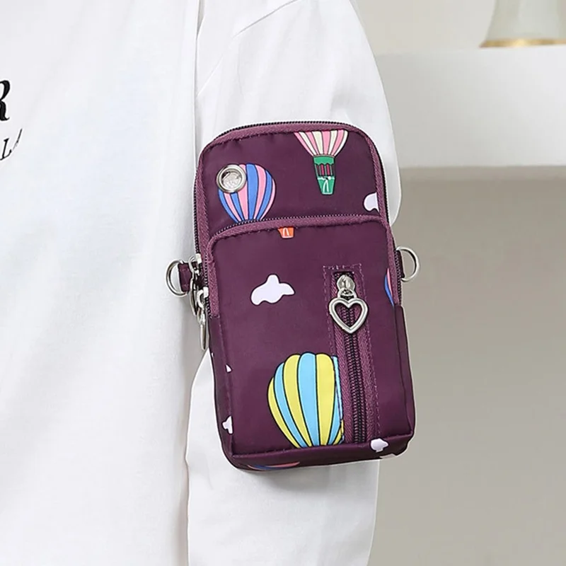 Oxford Cloth Crossbody Bag Phone Carrying Pouch Small Shoulder Bag Wrist Bag for Cash Money, Card, Key, Coin - Dark Blue