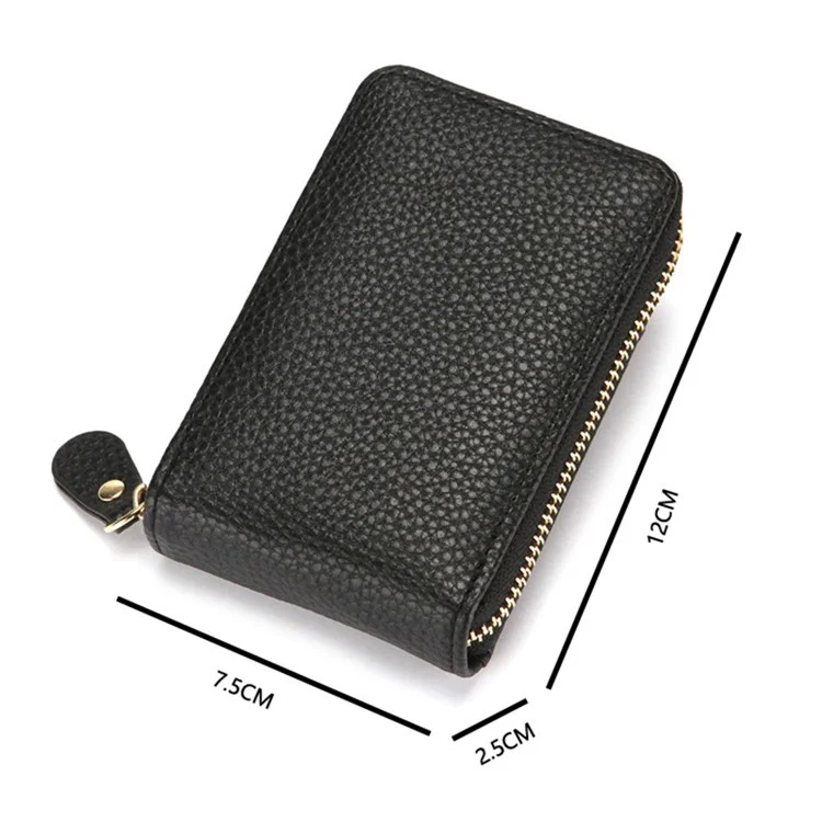 CULKCA HF033 RFID Blocking Card Pouch Wallet Litchi Texture PU Leather Coin Storage Bag - Black