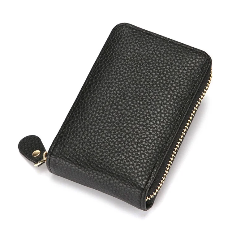 CULKCA HF033 RFID Blocking Card Pouch Wallet Litchi Texture PU Leather Coin Storage Bag - Black