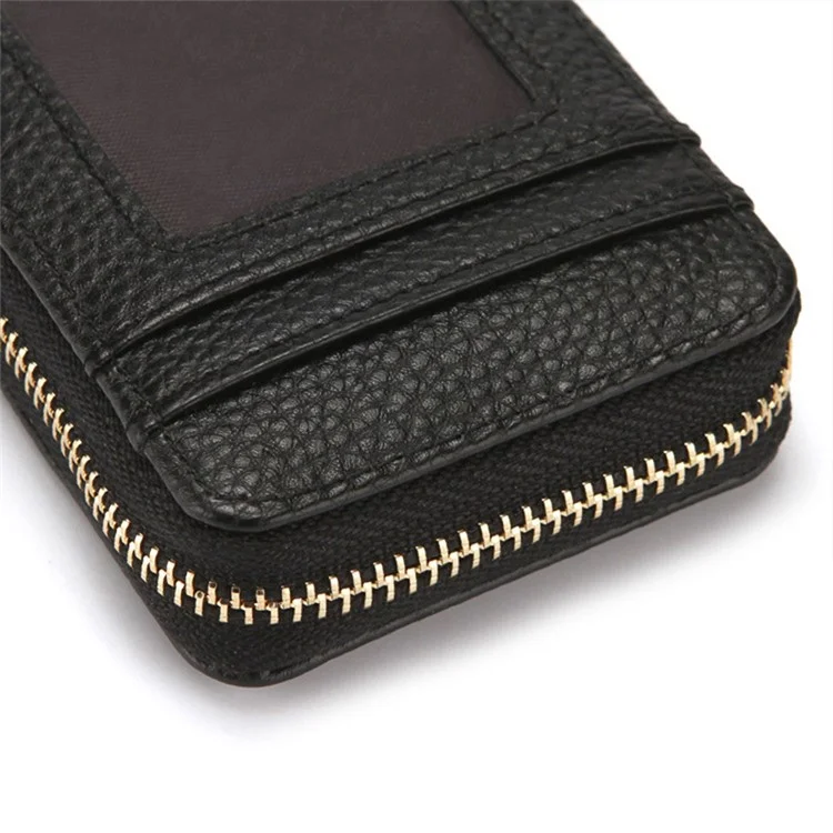 CULKCA HF033 RFID Blocking Bolde Boldato Litchi Textura PU Bolsa de Almacenamiento de Monedas de Cuero - Negro