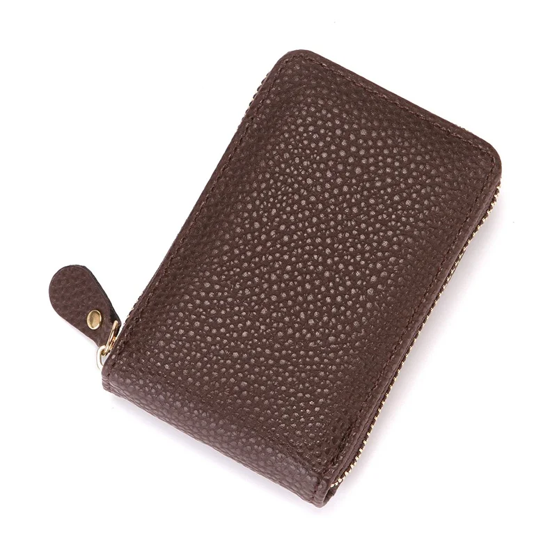 CULKCA HF033 RFID Blocking Card Pouch Wallet Litchi Texture PU Leather Coin Storage Bag - Coffee