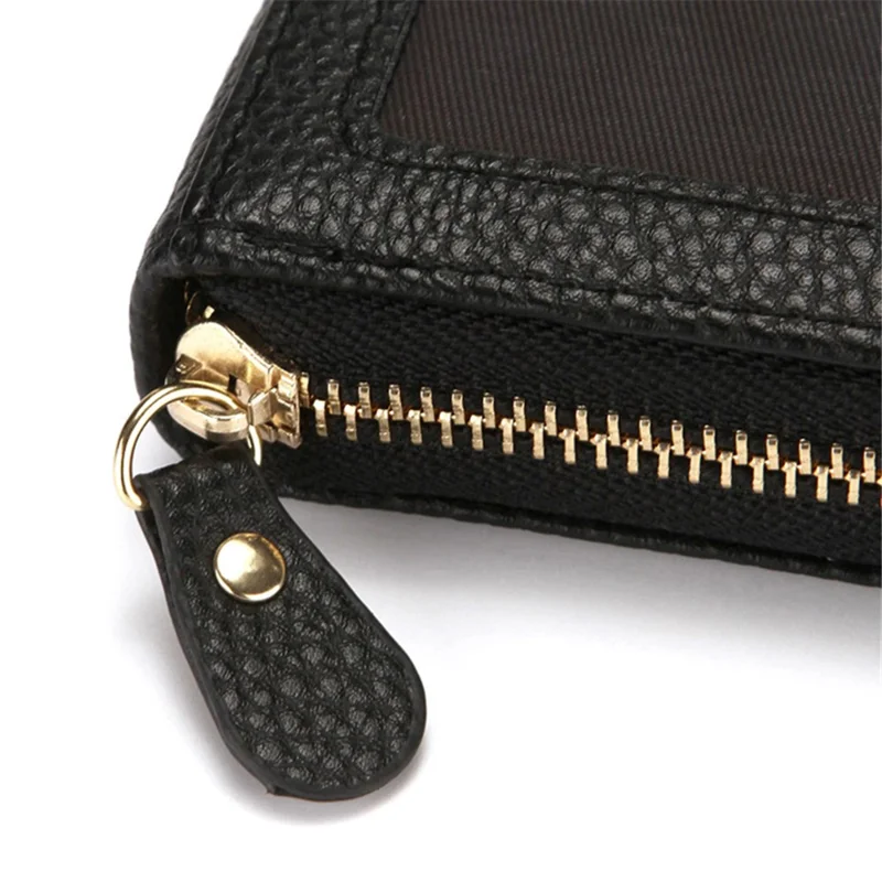 CULKCA HF033 RFID Blocking Card Pouch Wallet Litchi Texture PU Leather Coin Storage Bag - Coffee