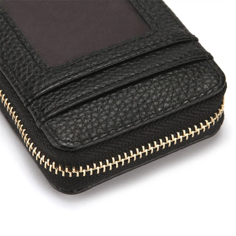 CULKCA HF033 RFID Blocking Card Pouch Wallet Litchi Texture PU Leather Coin Storage Bag - Coffee