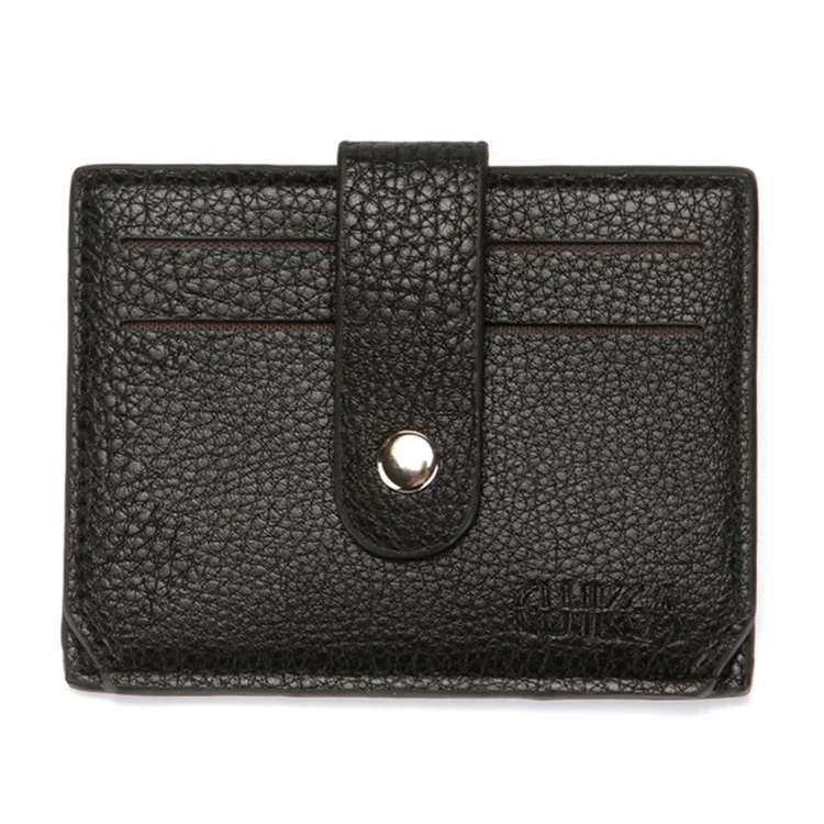 CULKCA HF038 Litchi Texture Leather Card Pouch Mini Wallet Coin Purse Zipper Small Bag - Noir