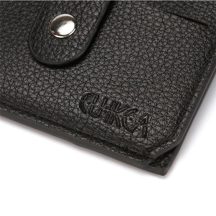 CULKCA HF038 Litchi Texture Leather Card Pouch Mini Wallet Coin Purse Zipper Small Bag - Noir