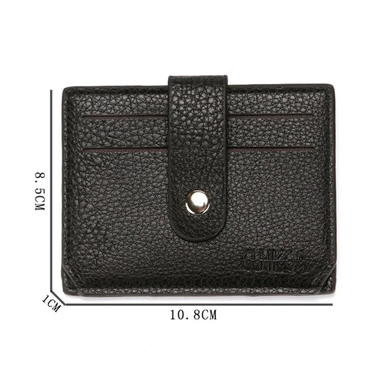 CULKCA HF038 Litchi Texture Leather Card Pouch Mini Wallet Coin Purse Zipper Small Bag - Noir