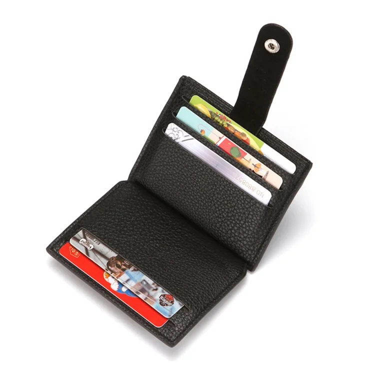 CULKCA HF038 Litchi Texture Leather Card Pouch Mini Wallet Coin Purse Zipper Small Bag - Noir