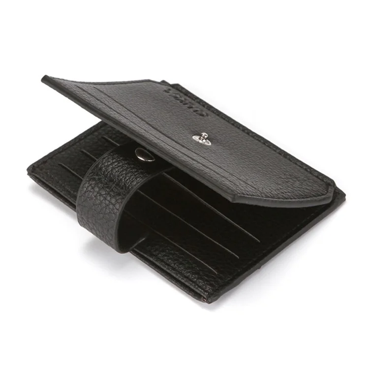 CULKCA HF038 Litchi Texture Leather Card Pouch Mini Wallet Coin Purse Zipper Small Bag - Noir