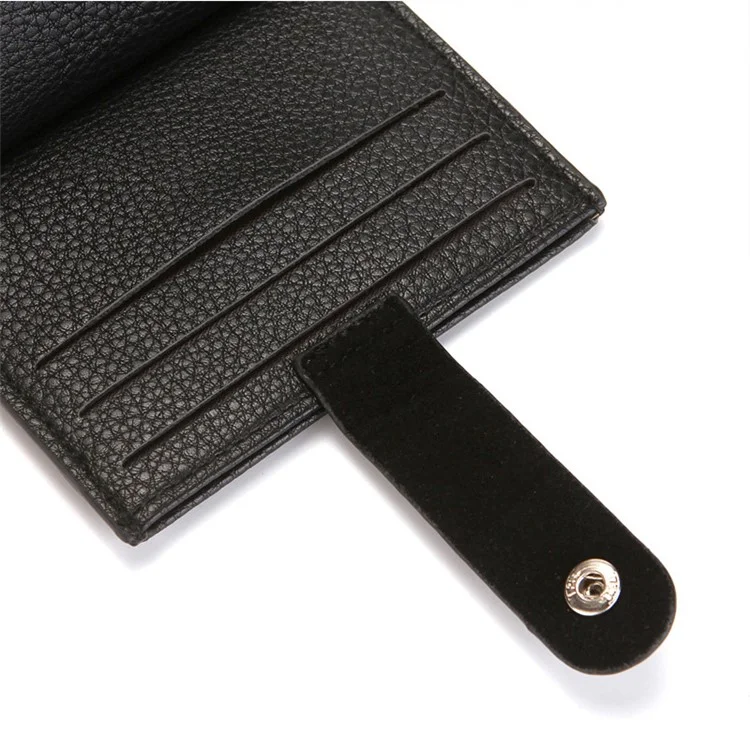 CULKCA HF038 Litchi Texture Leather Card Pouch Mini Wallet Coin Purse Zipper Small Bag - Noir