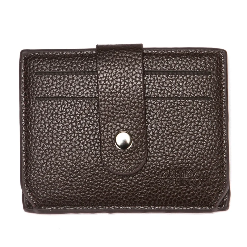 CULKCA HF038 Litchi Texture Leather Card Pouch Mini Wallet Coin Purse Zipper Small Bag - Coffee