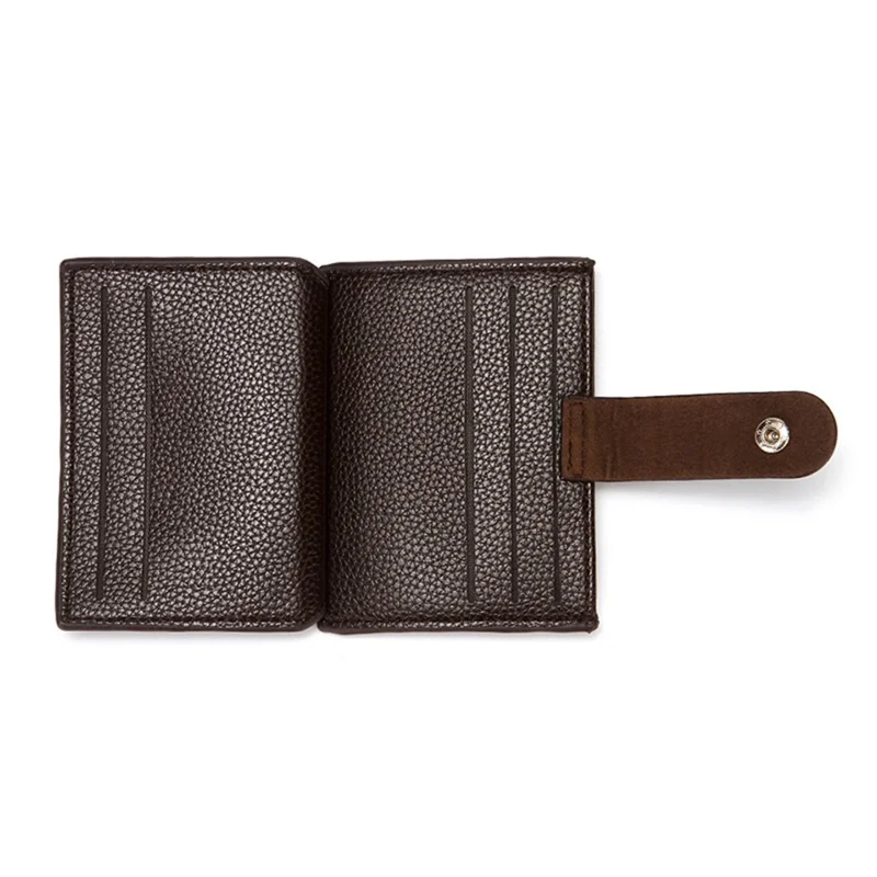 CULKCA HF038 Litchi Texture Leather Card Pouch Mini Wallet Coin Purse Zipper Small Bag - Coffee