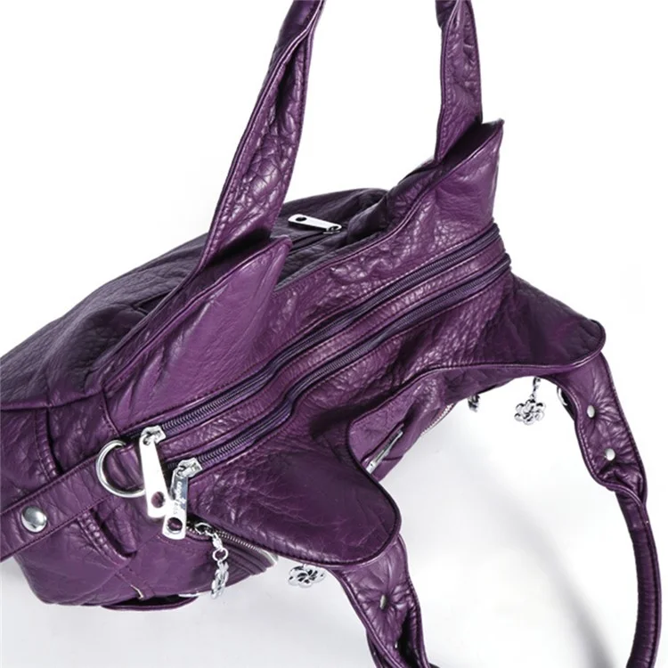 ANGEL KISS KL15962-4 Casual Women Tote Handbag PU Leather Large Capacity Hobo Bag - 8901 Brown
