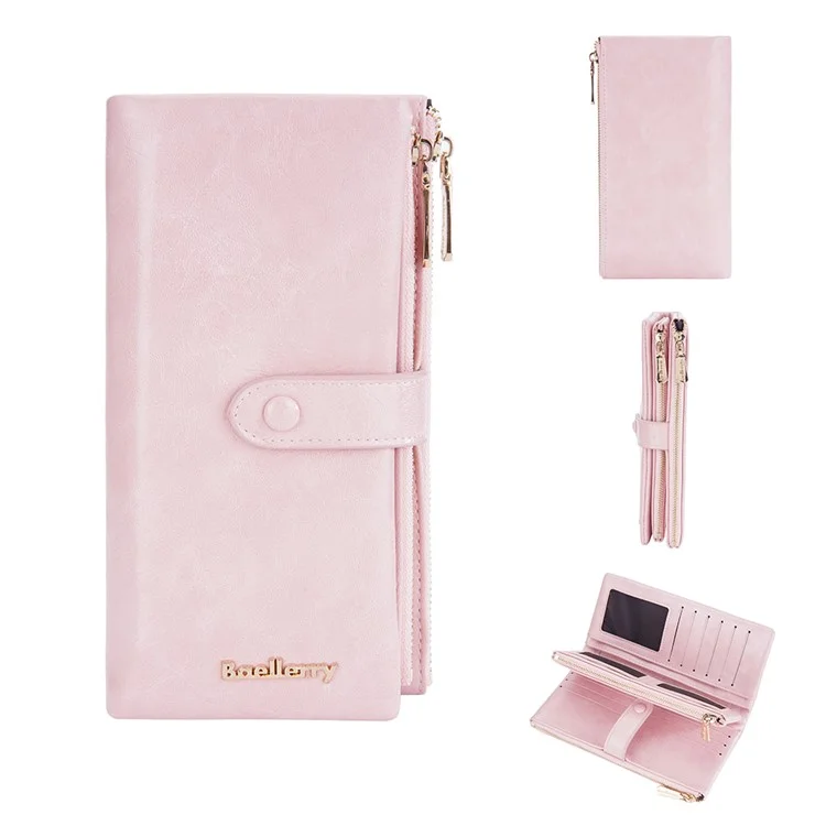 BAELLERRY N1911 Women's Multifunction Wallet PU Leather Card Storage Holder Cell Phone Pouch Long Clutch Bag - Pink