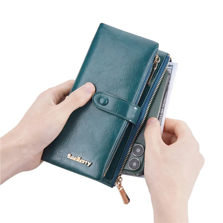 BAELLERRY N1911 Women's Multifunction Wallet PU Leather Card Storage Holder Cell Phone Pouch Long Clutch Bag - Pink