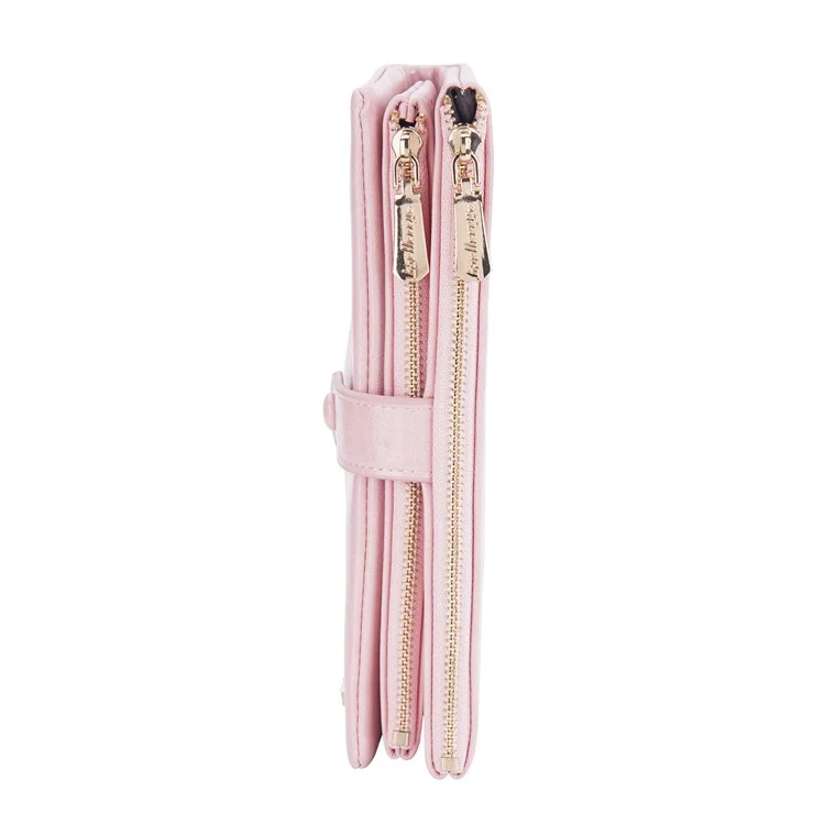 BAELLERRY N1911 Women's Multifunction Wallet PU Leather Card Storage Holder Cell Phone Pouch Long Clutch Bag - Pink