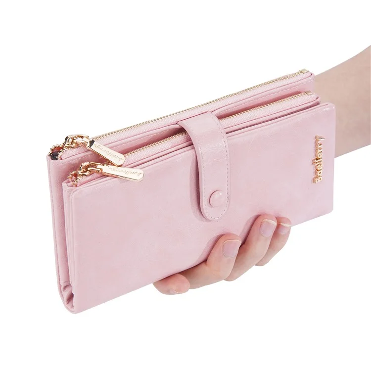 BAELLERRY N1911 Women's Multifunction Wallet PU Leather Card Storage Holder Cell Phone Pouch Long Clutch Bag - Pink