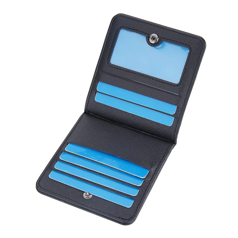 BAELLERRY D3250 Cross Texture Card Holder Pouch PU Leather ID Card Photo Storage Bag for Men - Black