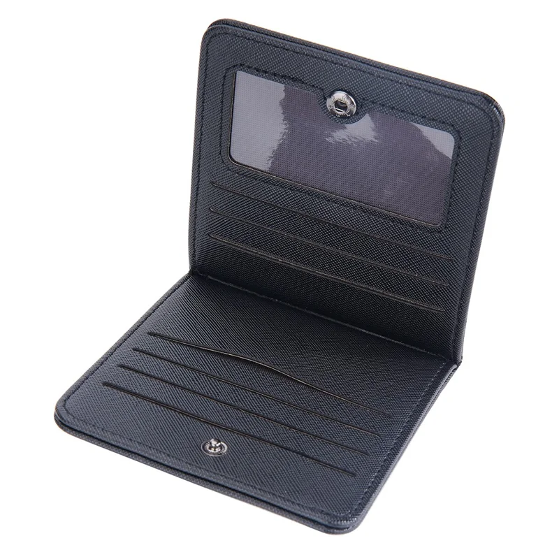 BAELLERRY D3250 Cross Texture Card Holder Pouch PU Leather ID Card Photo Storage Bag for Men - Black