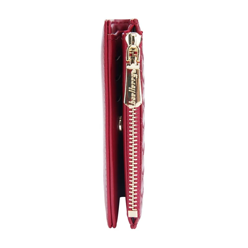 BAELLERRY NR095 Carteira de Design Trançado Splicing PU Leather Card Holder Small Change Coin Storage Bag - Vermelho