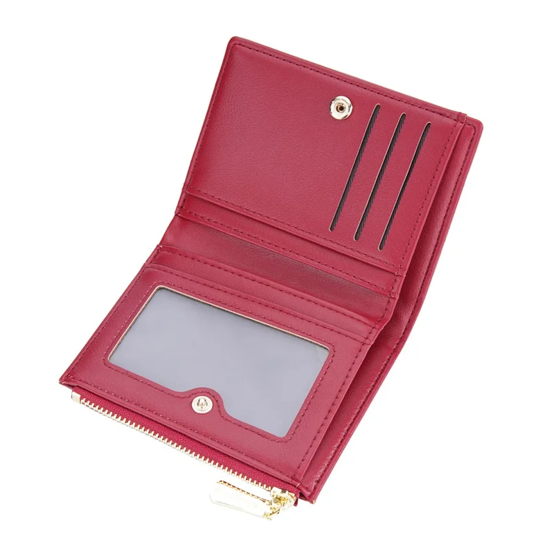 BAELLERRY NR095 Carteira de Design Trançado Splicing PU Leather Card Holder Small Change Coin Storage Bag - Vermelho