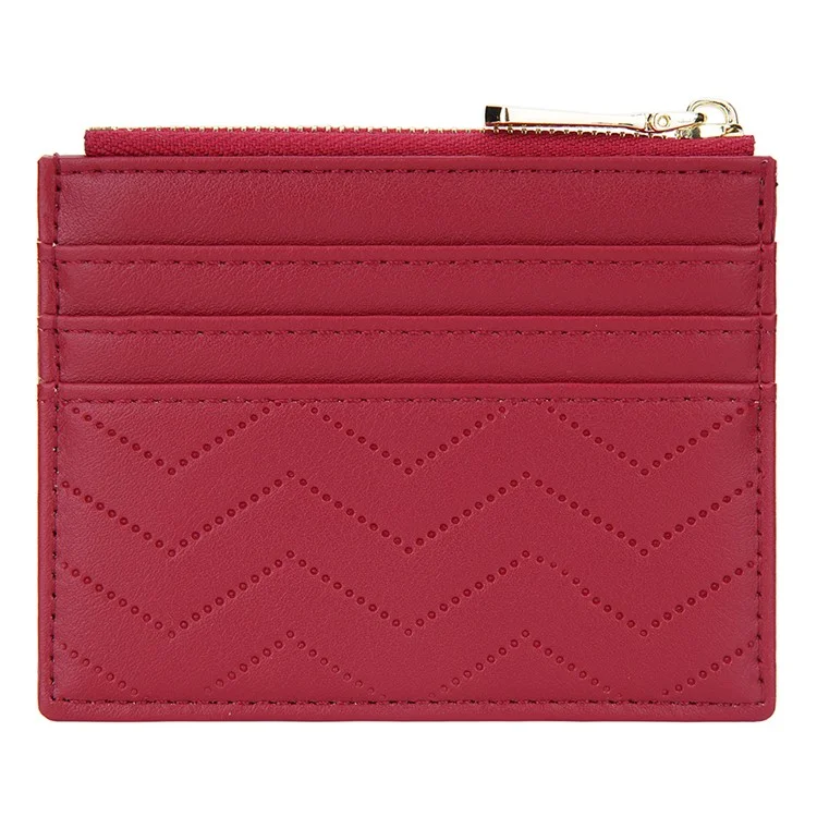 BAELLERRY NR098 Simple Style Wallet Card Holder Pouch Zipper Pocket PU Leather Coin Cash Money Storage Bag - Rot
