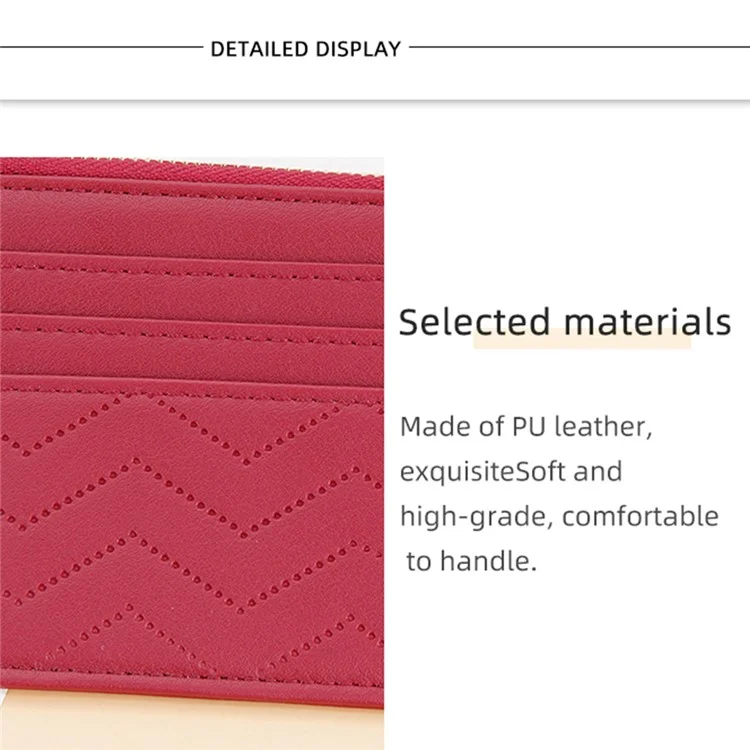 BAELLERRY NR098 Simple Style Wallet Card Holder Pouch Zipper Pocket PU Leather Coin Cash Money Storage Bag - Rot