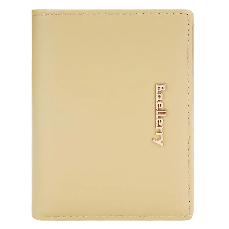 BAELLERRY NR097 Folding Zipper Short Wallet PU Leather Small Coin Purses Multiple Card Holder - Yellow