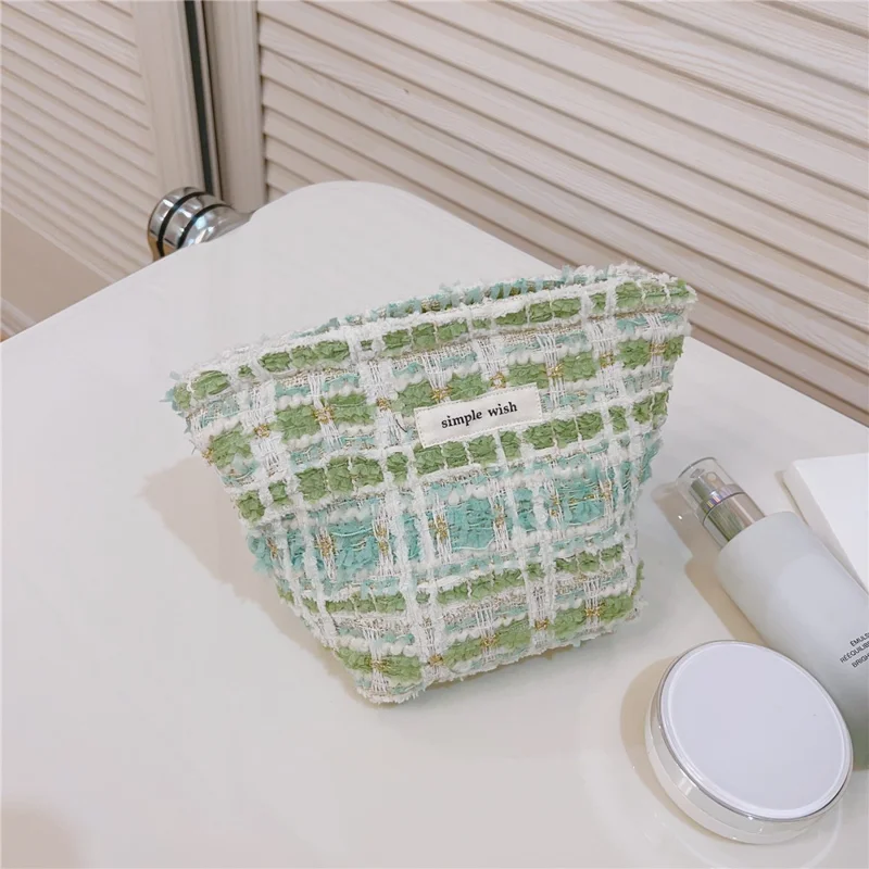 Makeup Storage Bag Purse Zipper Cosmetic Pouch Portable Travel Canvas Organizer Bag, Size: S - Light Green