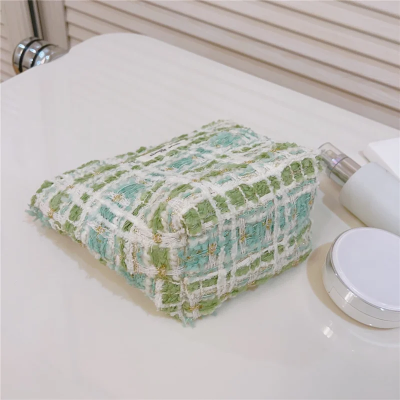 Makeup Storage Bag Purse Zipper Cosmetic Pouch Portable Travel Canvas Organizer Bag, Size: S - Light Green