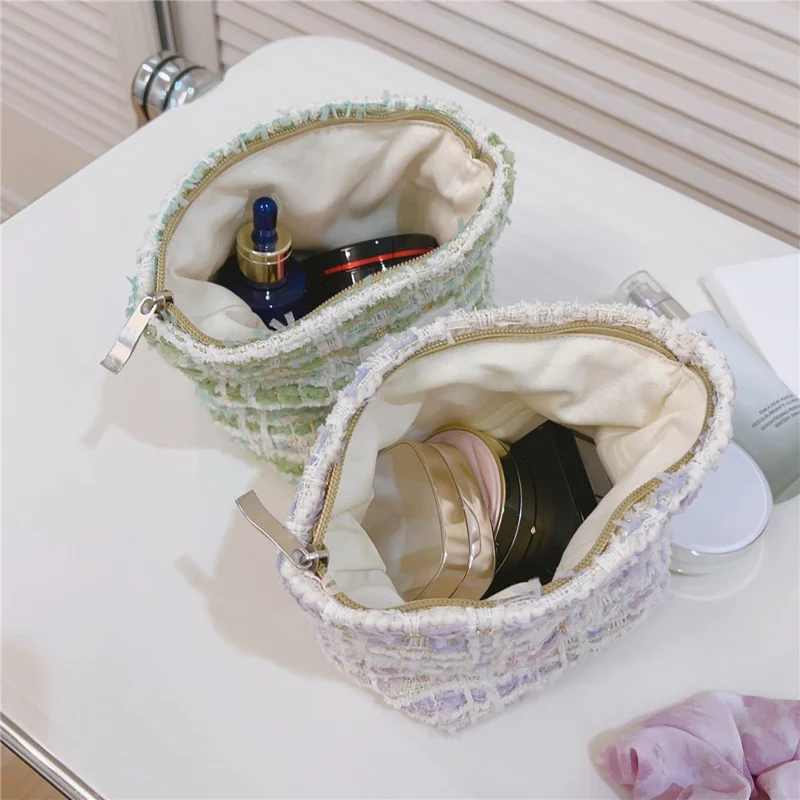 Makeup Storage Bag Purse Zipper Cosmetic Pouch Portable Travel Canvas Organizer Bag, Size: S - Light Green