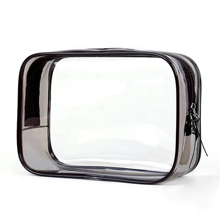 Small Size Transparent PVC Travel Zipper Makeup Bag Portable Cosmetics Storage Bag - Grey