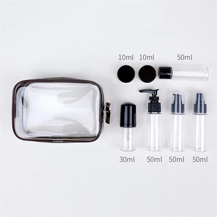 Small Size Transparent PVC Travel Zipper Makeup Bag Portable Cosmetics Storage Bag - Grey